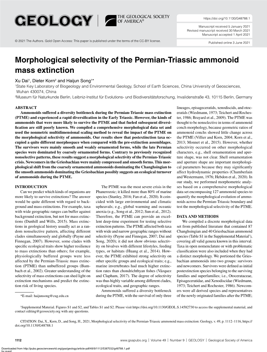 Morphological Selectivity of the Permian-Triassic Ammonoid Mass