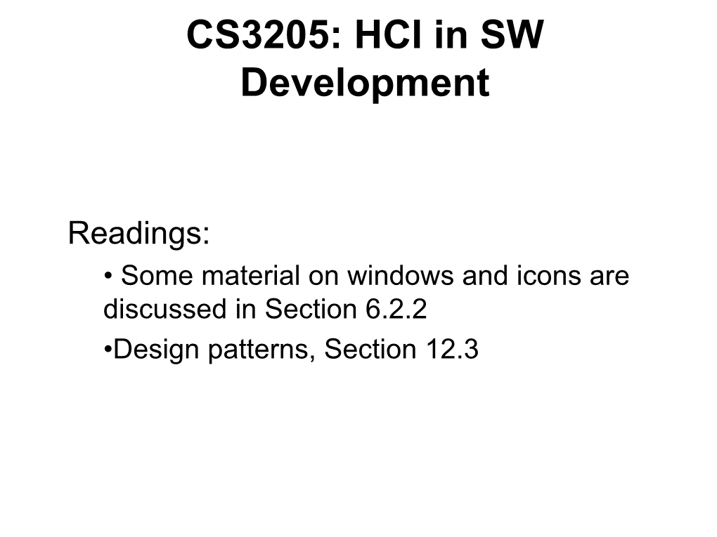 CS3205: HCI in SW Development