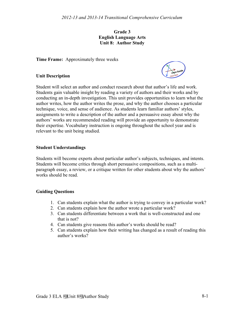 2012-13 and 2013-14 Transitional Comprehensive Curriculum s3