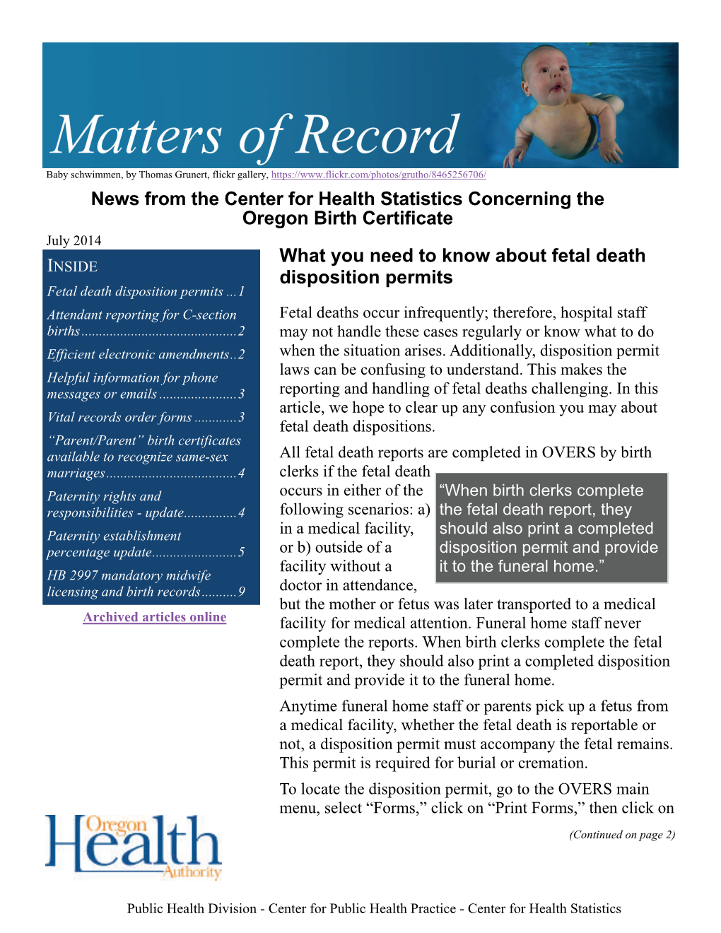 Matters of Record