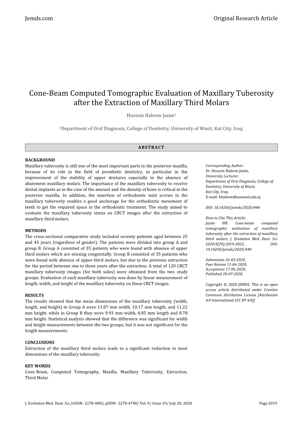 Cone-Beam Computed Tomographic Evaluation of Maxillary Tuberosity After the Extraction of Maxillary Third Molars