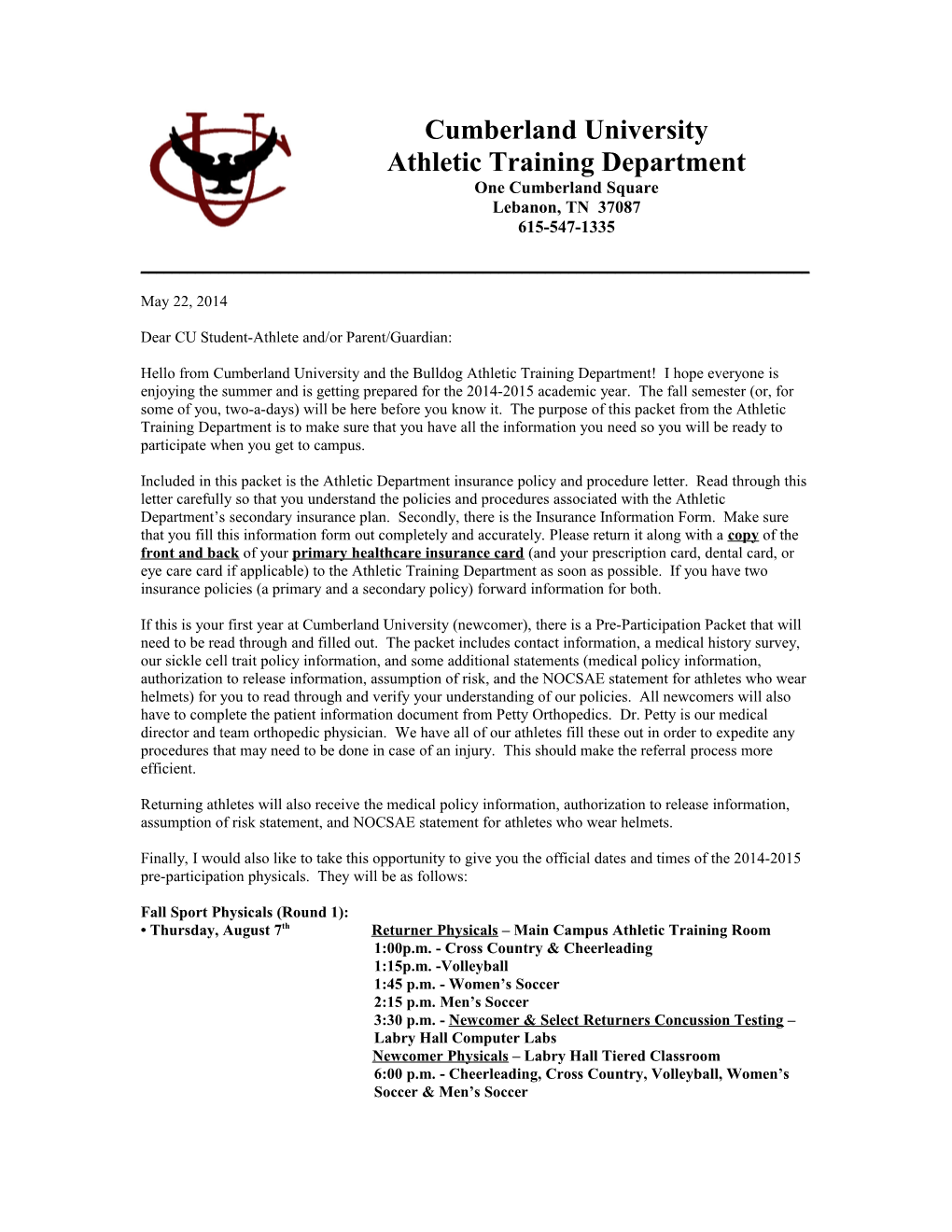 Athletic Training Department