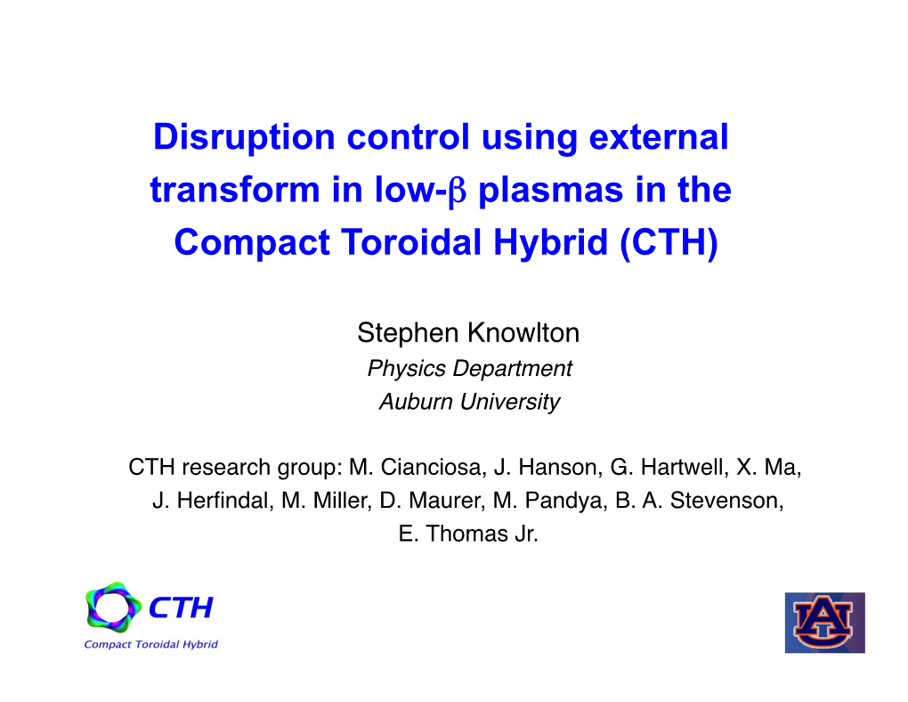 Disruption Control Using External Transform On