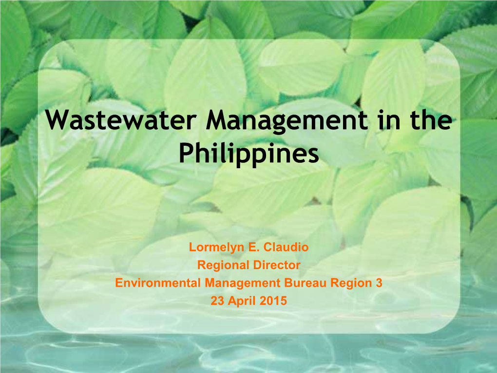 Wastewater Management in the Philippines