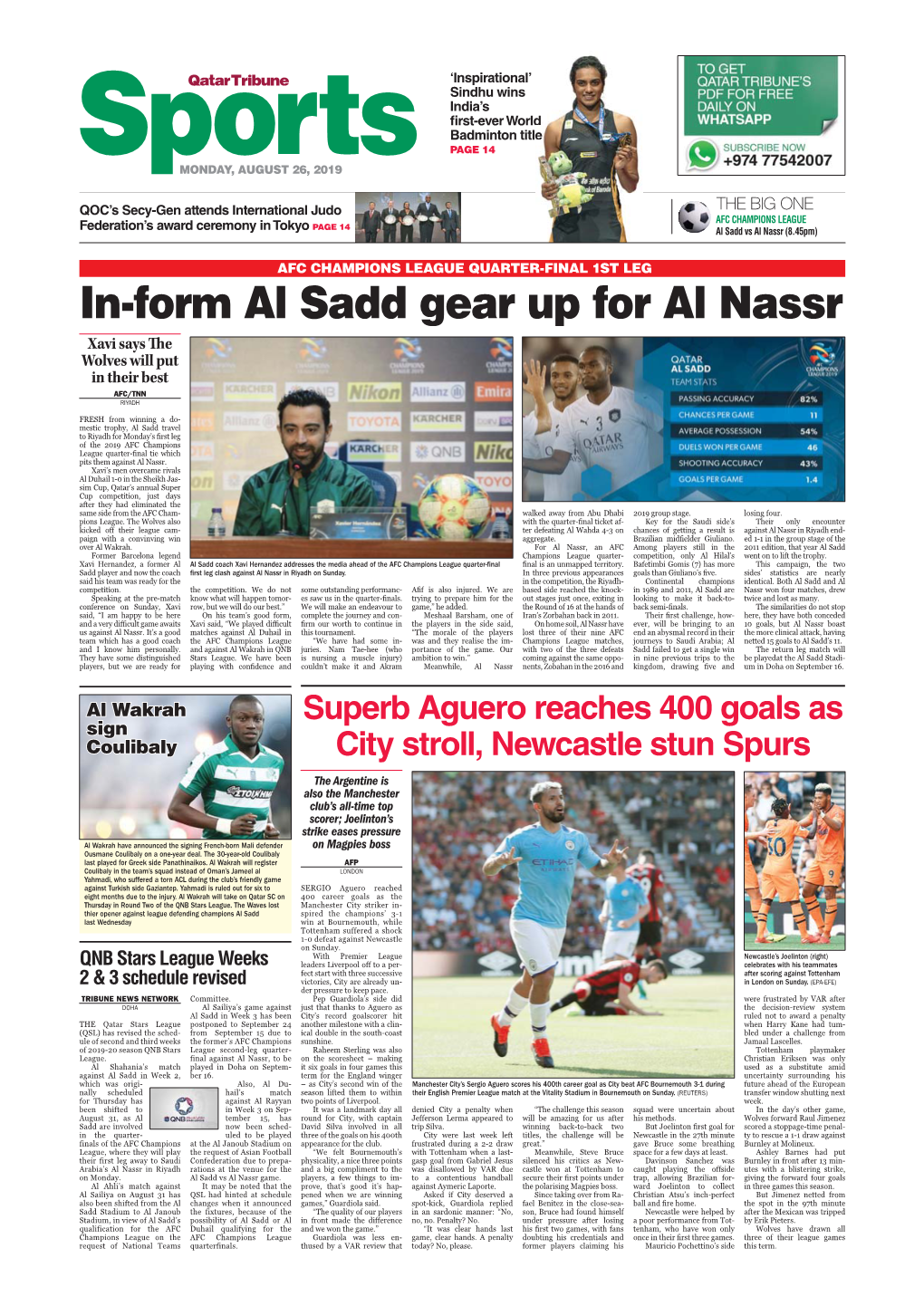 In-Form Al Sadd Gear up for Al Nassr Xavi Says the Wolves Will Put in Their Best AFC/TNN RIYADH