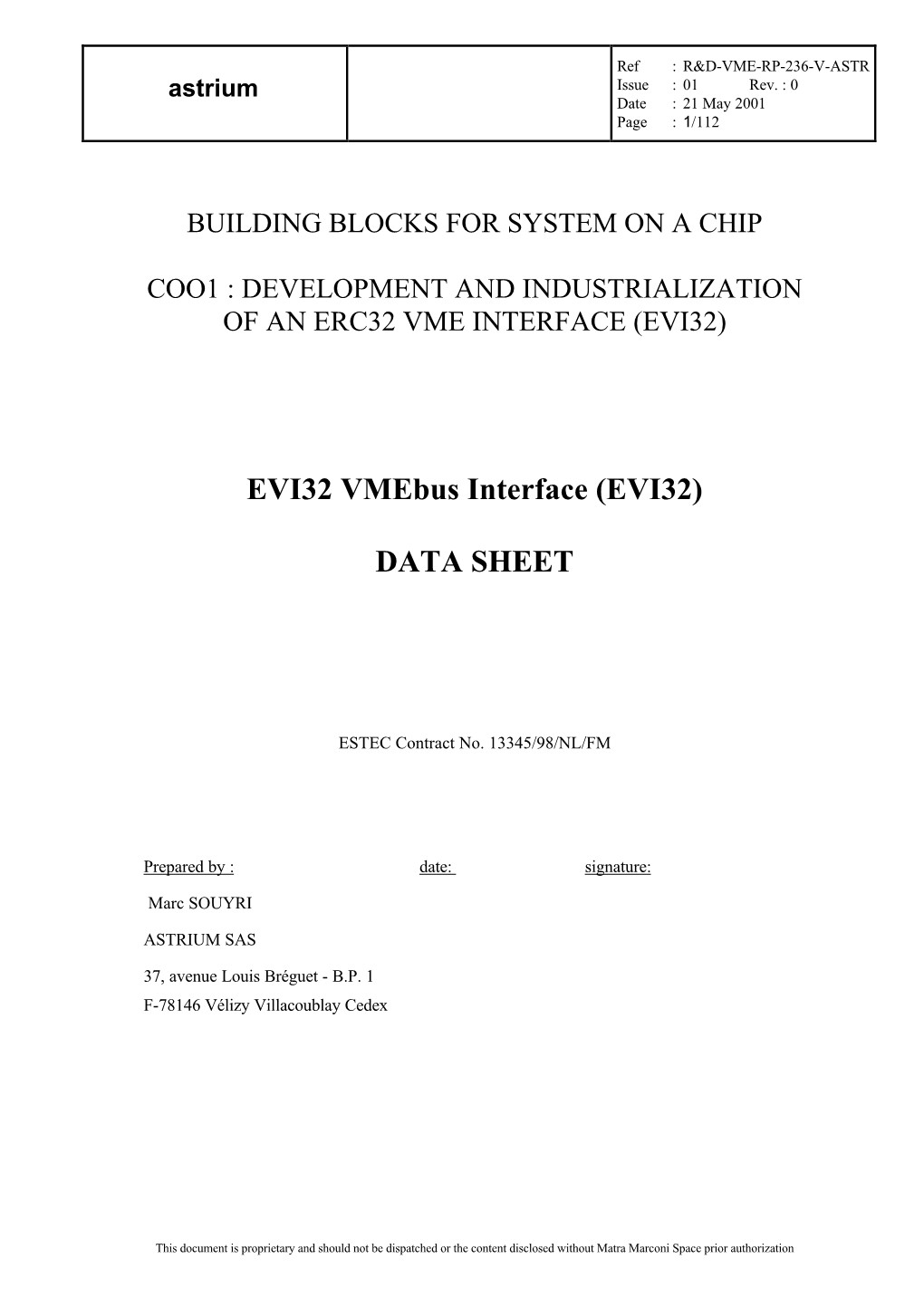 EVI32 Vmebus Interface (EVI32) DATA SHEET