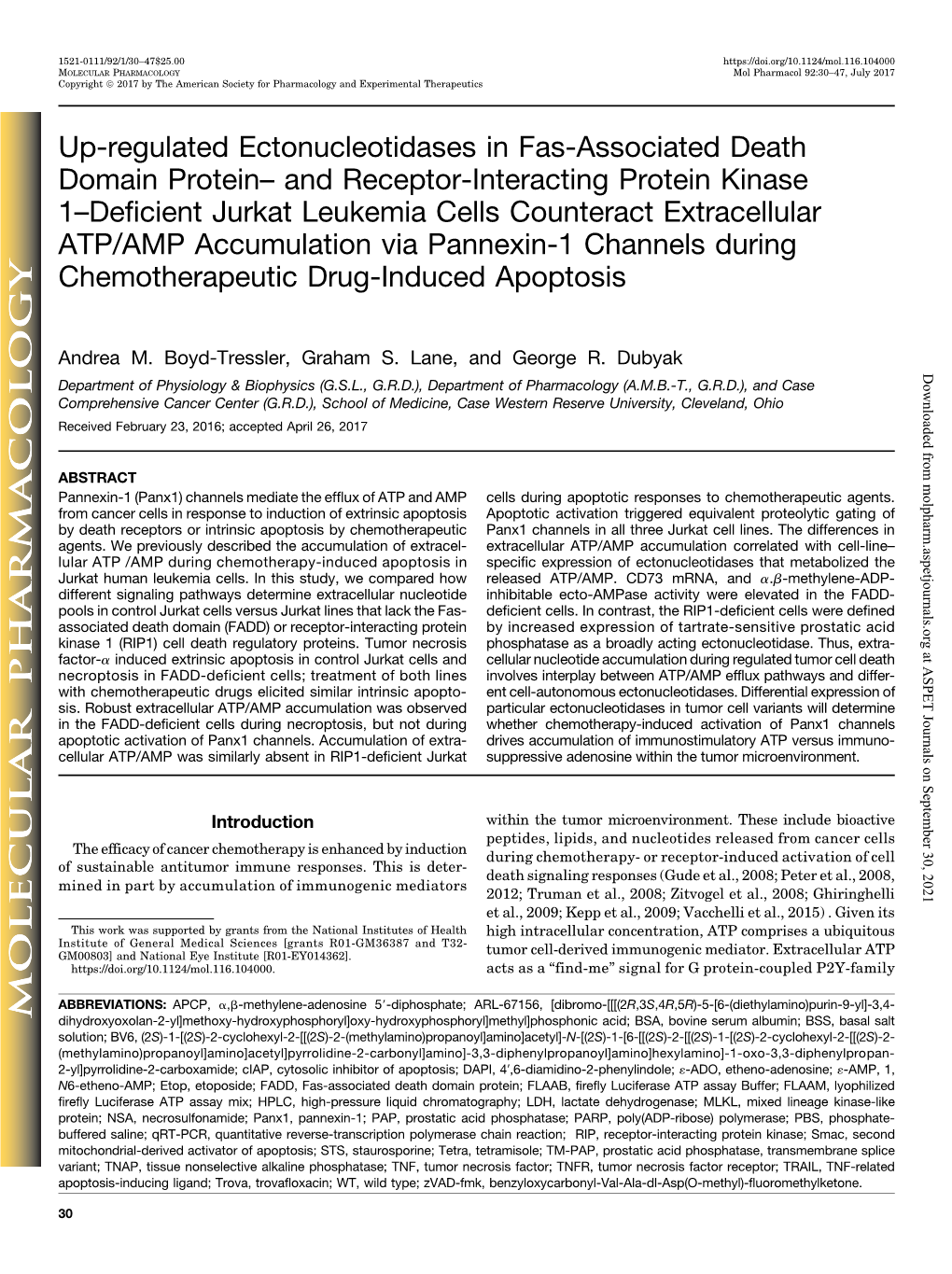 Up-Regulated Ectonucleotidases in Fas-Associated Death Domain Protein– and Receptor-Interacting Protein Kinase 1–Deficient J