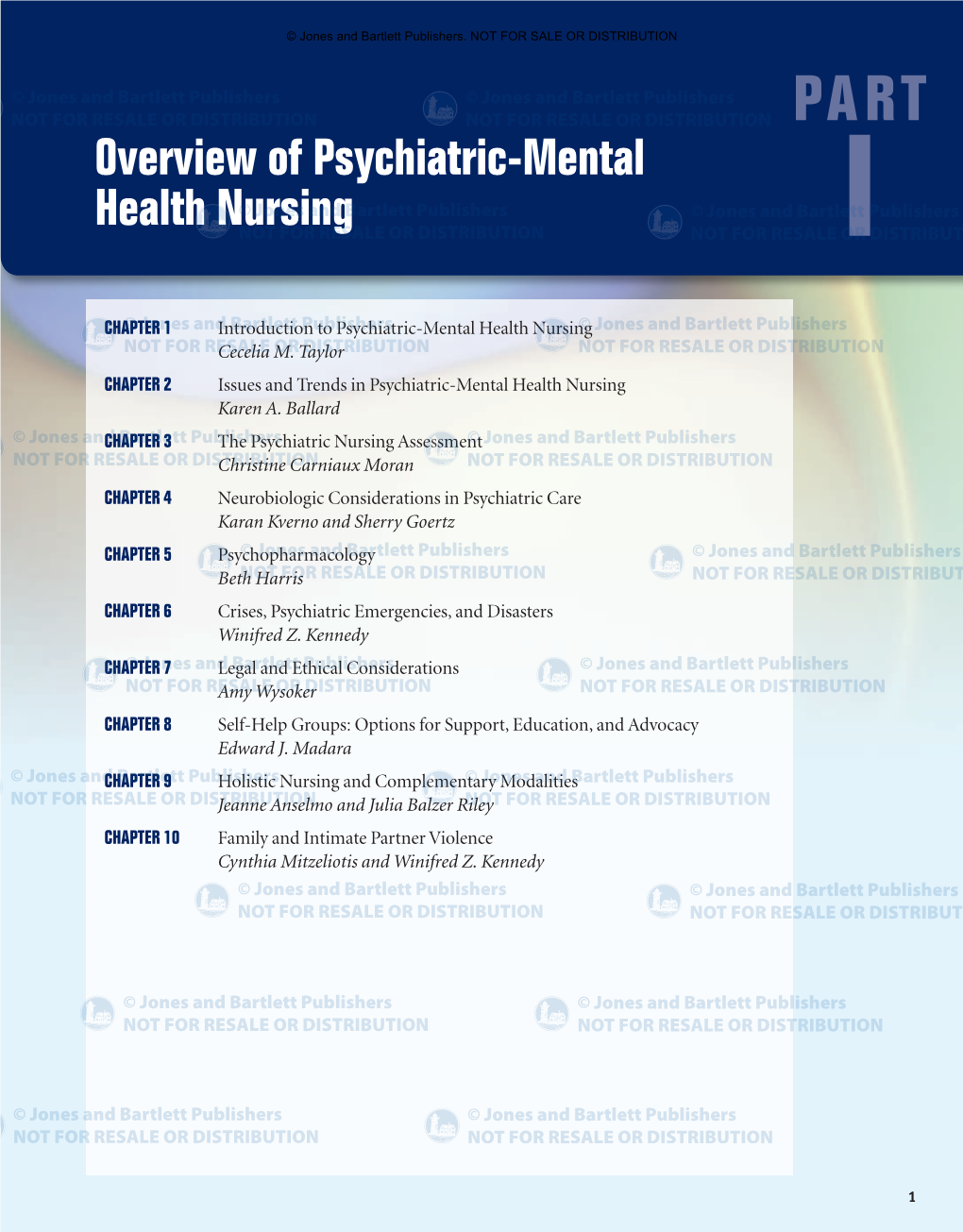 Overview of Psychiatric-Mental Health Nursing I