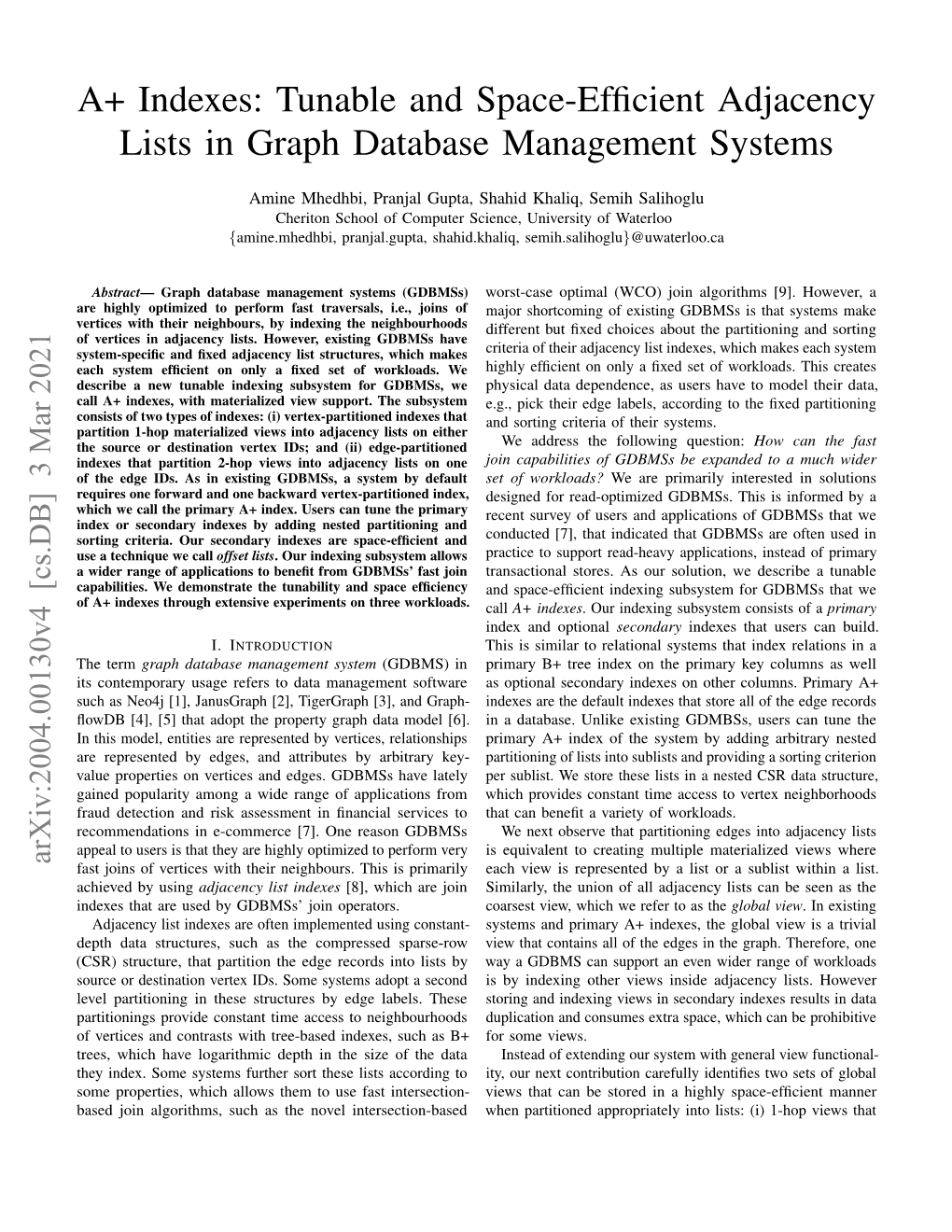 A+ Indexes: Tunable and Space-Efficient Adjacency Lists In