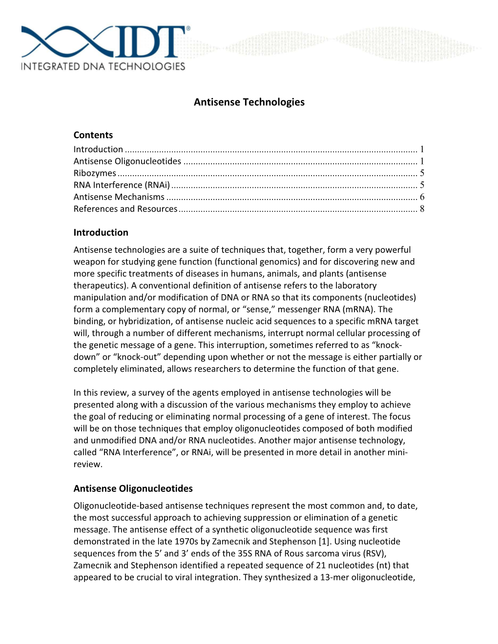 Antisense Technologies