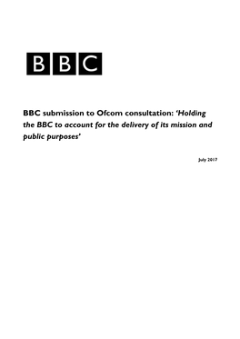Response to Ofcom's Consultation on BBC Performance
