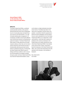 Annual Report 2009 on the Activity of the Swiss Federal Audit Office