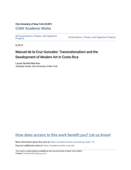 Manuel De La Cruz Gonzalez: Transnationalism and the Development of Modern Art in Costa Rica