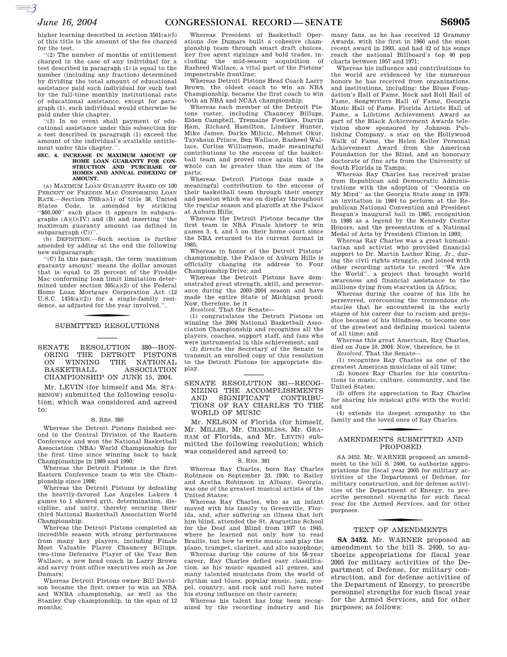 Congressional Record—Senate S6905