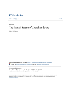 The Spanish System of Church and State, 1995 BYU L