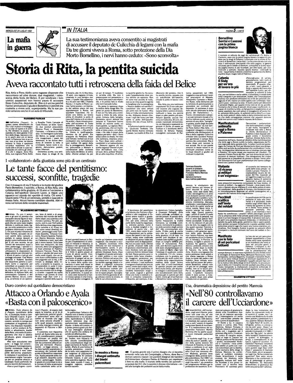 Storia Di Rita, La Pentita Suicida Esprime Dopo I Tragici Fatti Di Palermo»