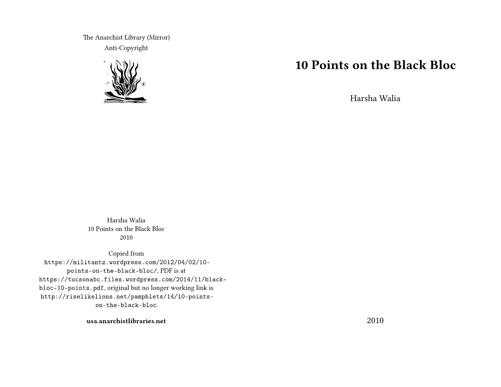 10 Points on the Black Bloc