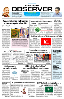 Peace Returned to Kashmir After Many Decades