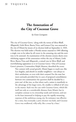 The Annexation of the City of Coconut Grove