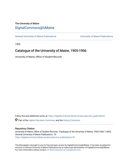 Catalogue of the University of Maine, 1905-1906