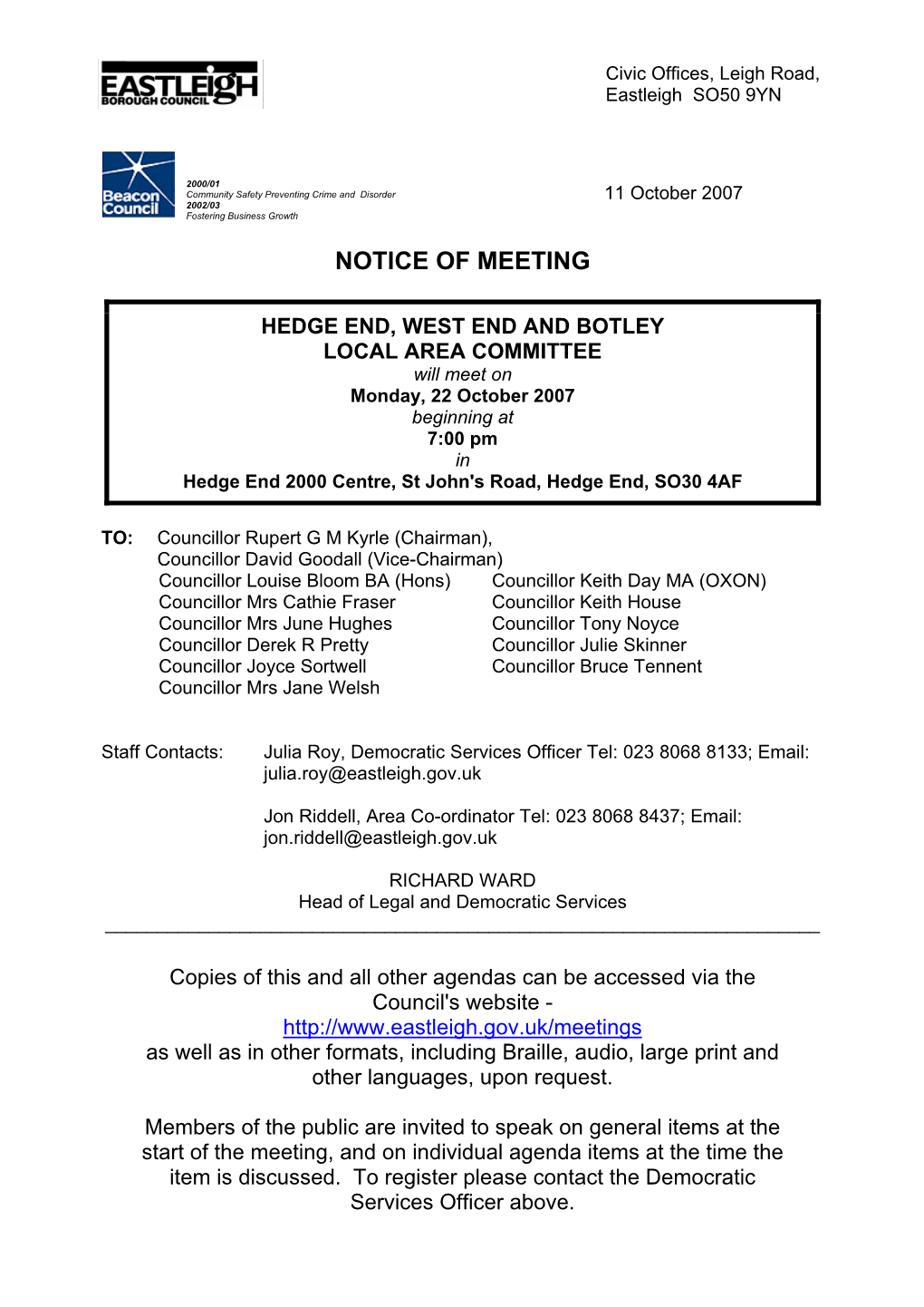 Notice of Meeting