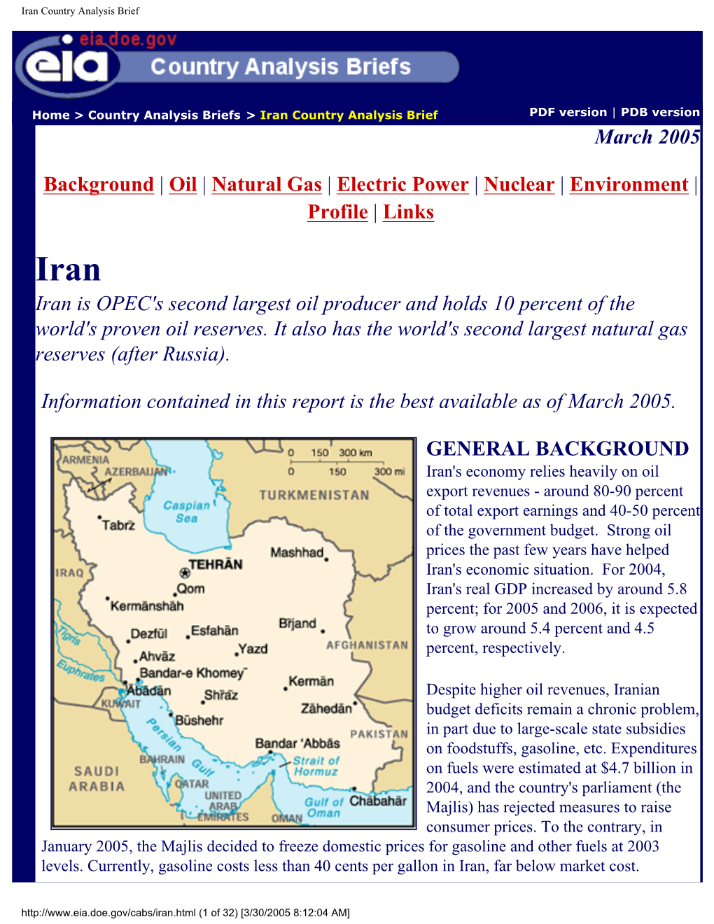 Iran Country Analysis Brief