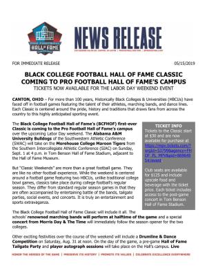Black College Football Hall of Fame Classic Coming to Pro Football Hall of Fame's Campus