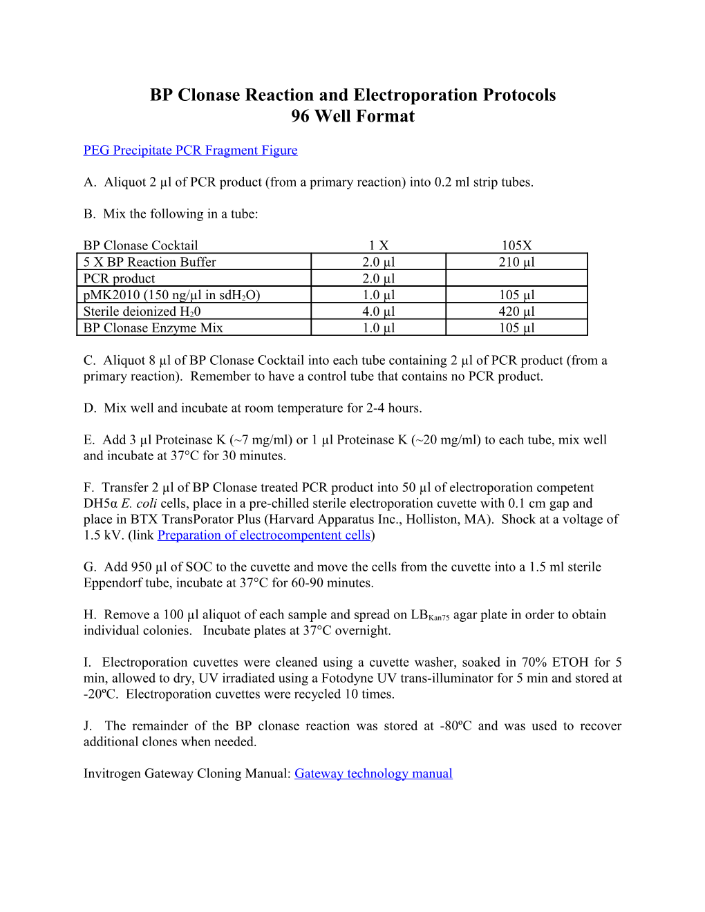 PEG Precipitation Protocol