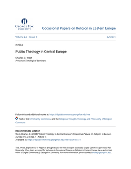 Public Theology in Central Europe