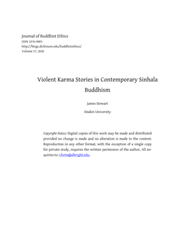 Violent Karma Stories in Contemporary Sinhala Buddhism