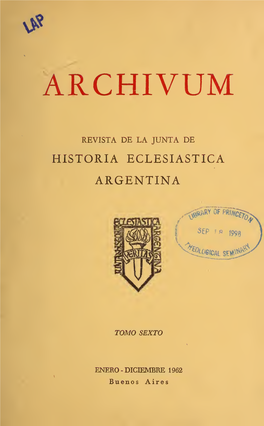 Archivum : Revista De La Junta De Historia Eclesiástica Argentina