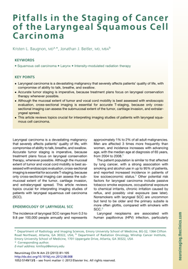 Pitfalls in the Staging of Cancer of the Laryngeal Squamous Cell Carcinoma