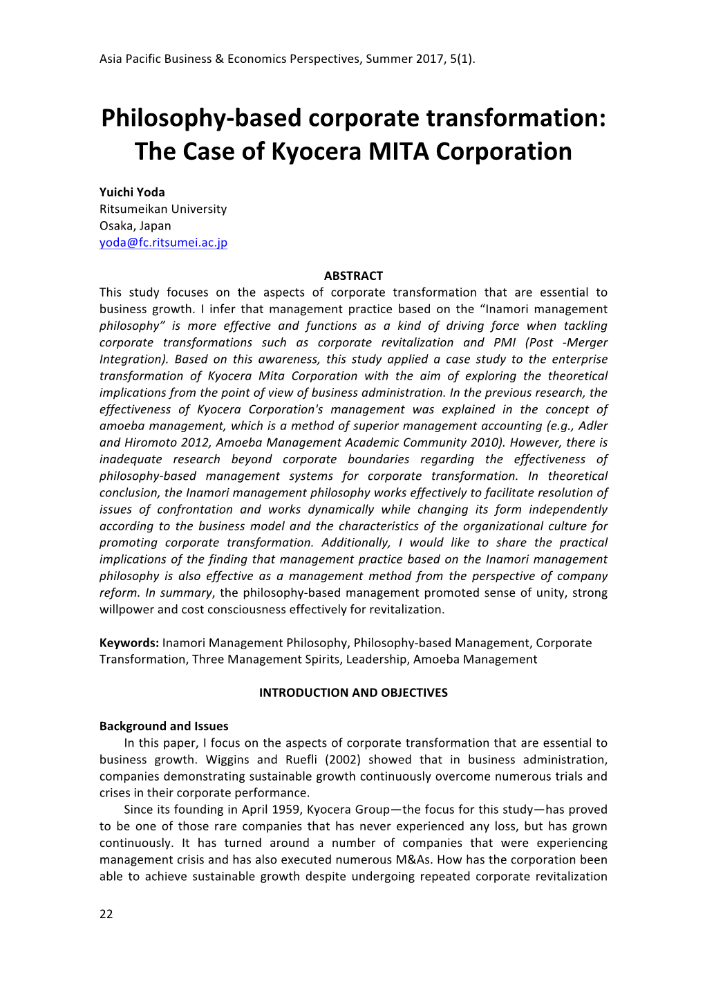 The Case of Kyocera MITA Corporation