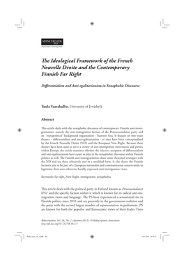 The Ideological Framework of the French Nouvelle Droite and The