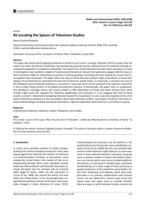 Re-Locating the Spaces of Television Studies