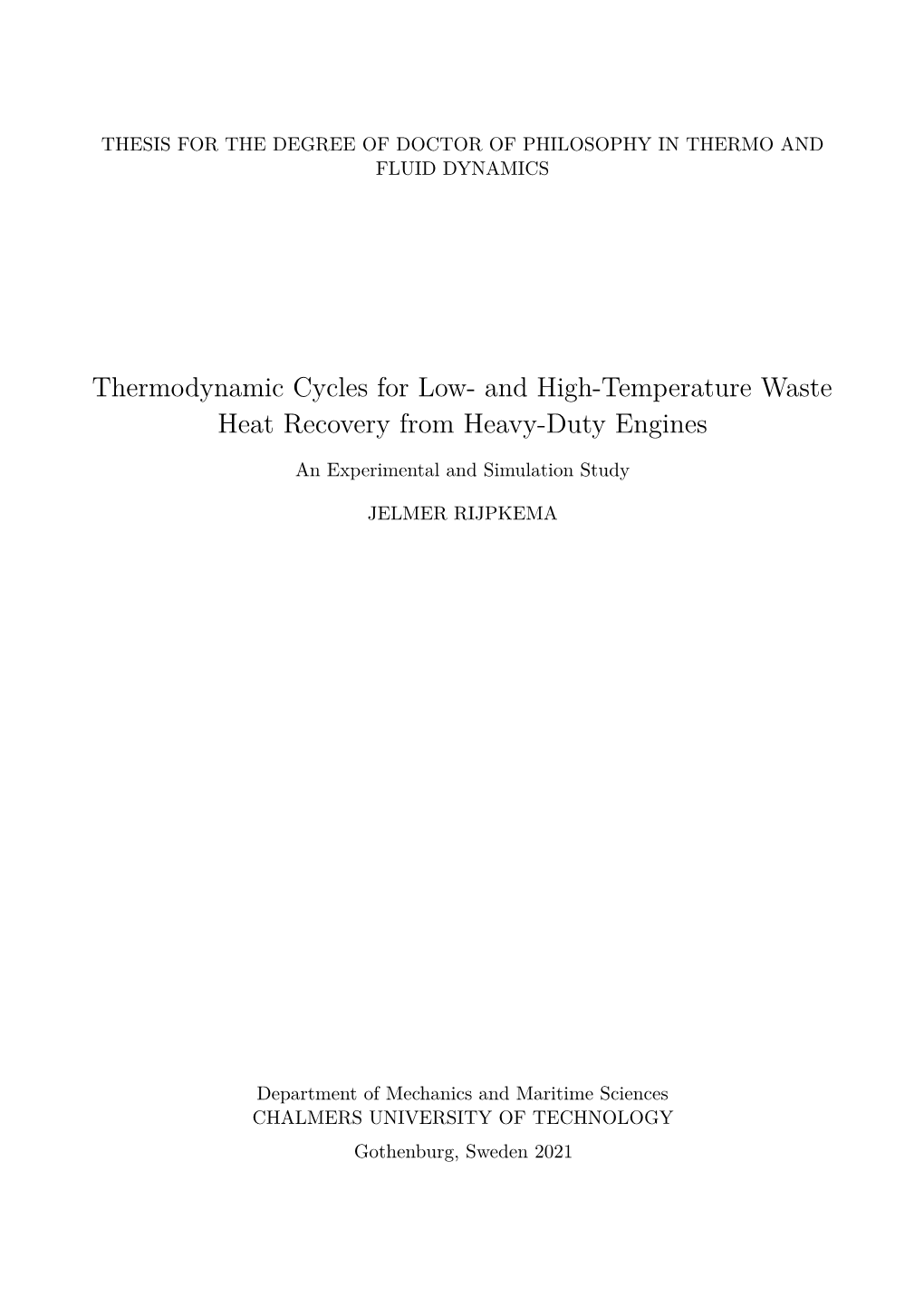 Thermodynamic Cycles for Low- and High-Temperature Waste Heat Recovery from Heavy-Duty Engines