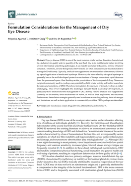 Formulation Considerations for the Management of Dry Eye Disease