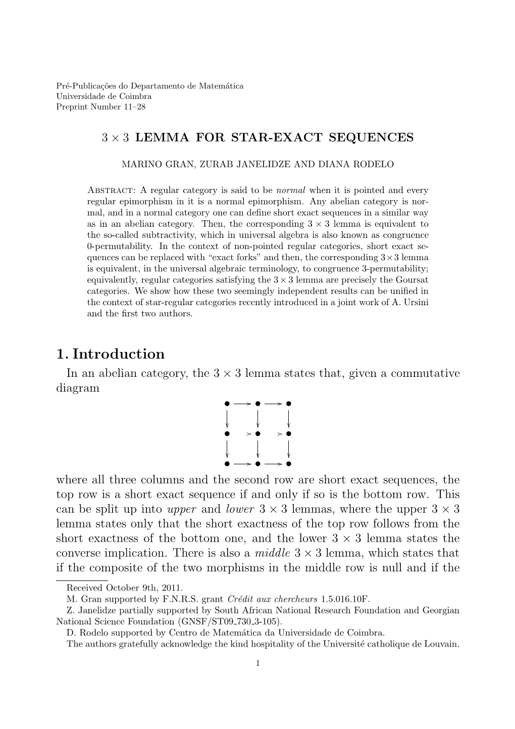 3 × 3 Lemma for Star-Exact Sequences