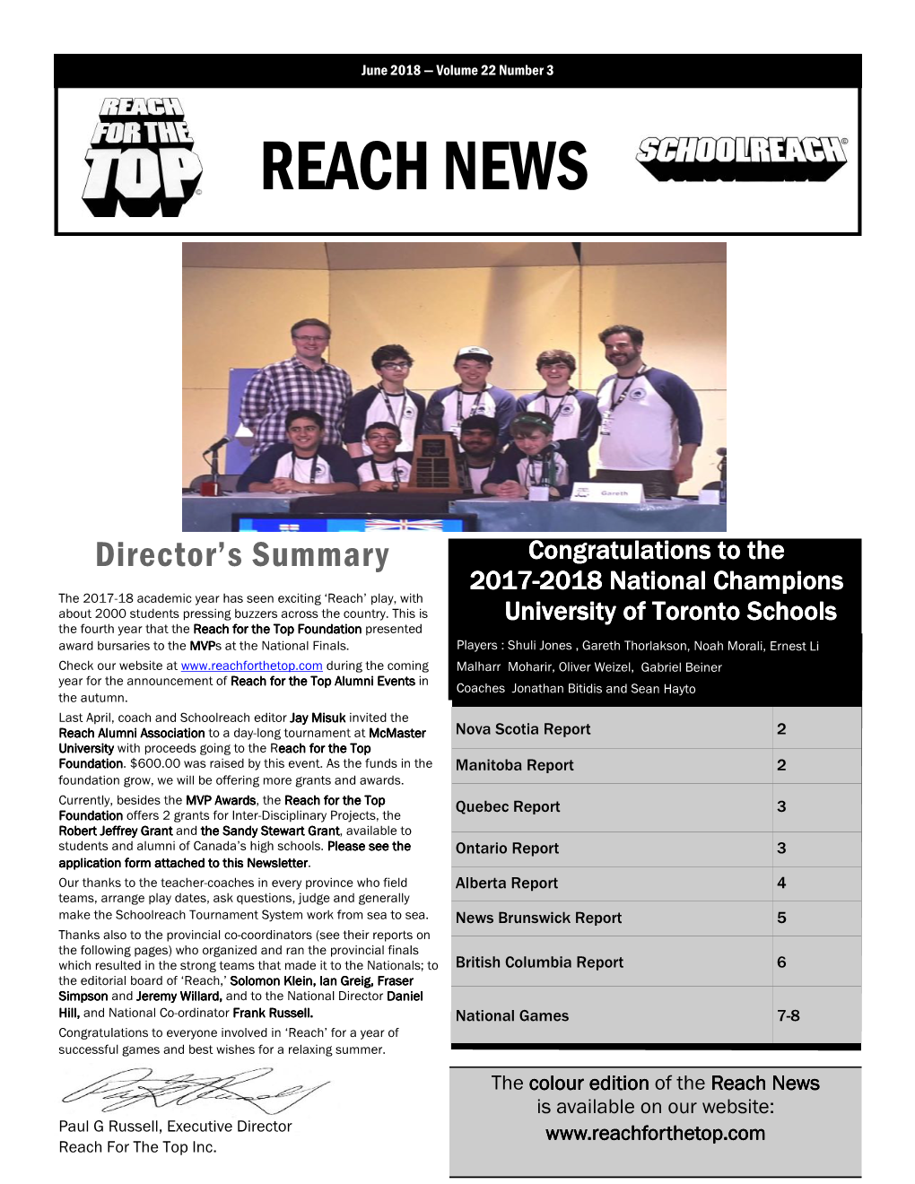 2018 — Volume 22 Number 3 REACH NEWS