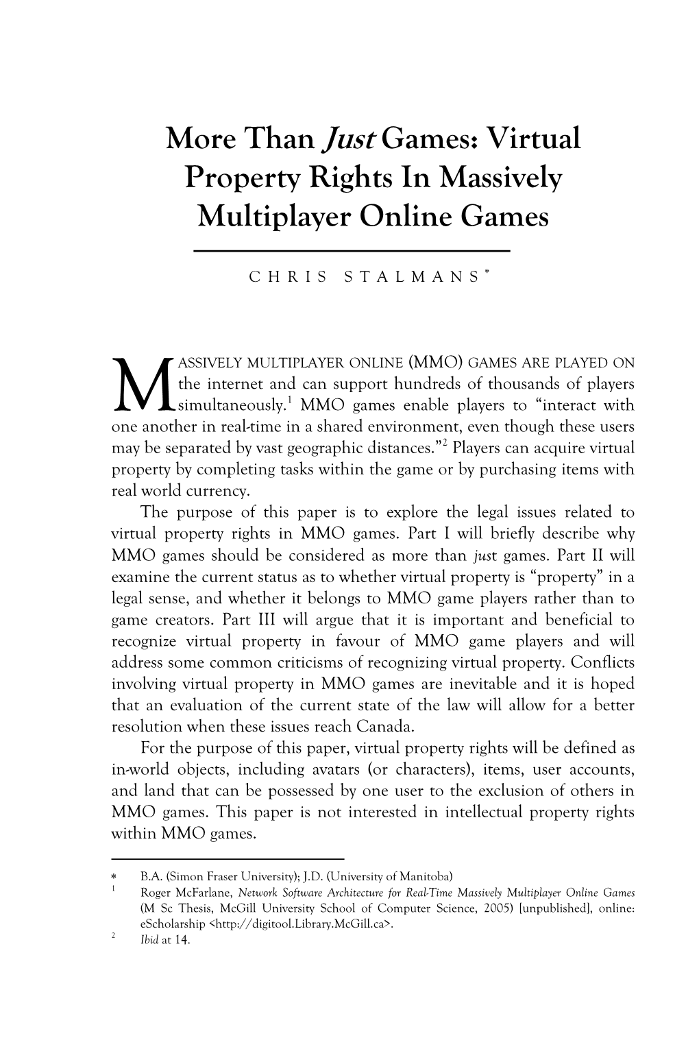 Virtual Property Rights in Massively Online Games