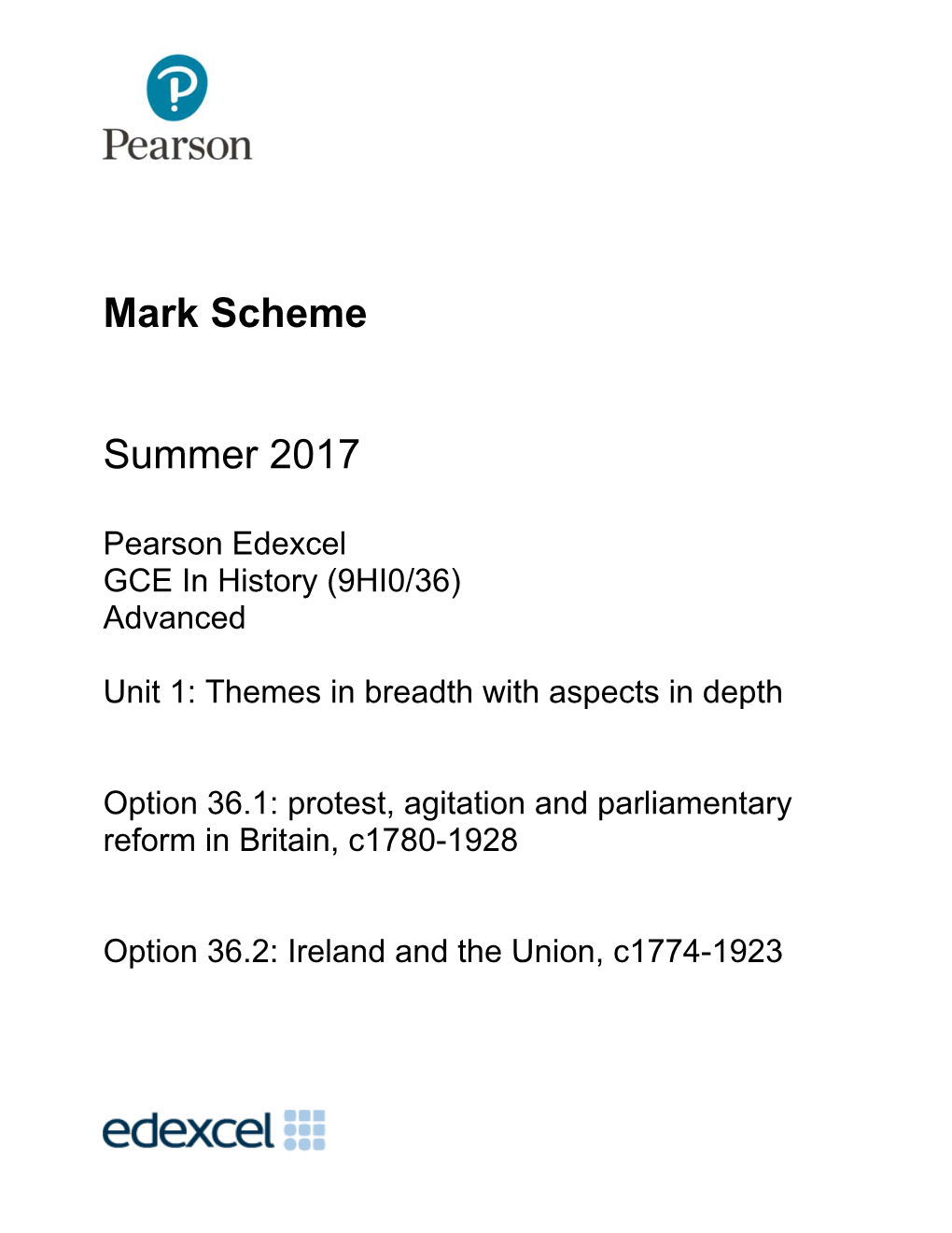 Mark Scheme Summer 2017