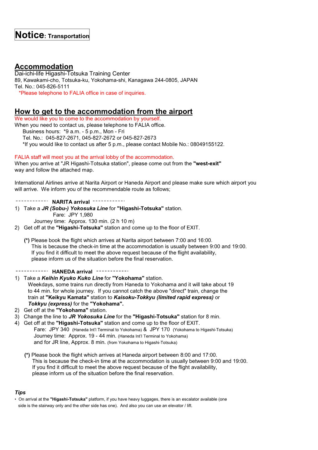 Arrival Notice with Access Map to the Accommodation