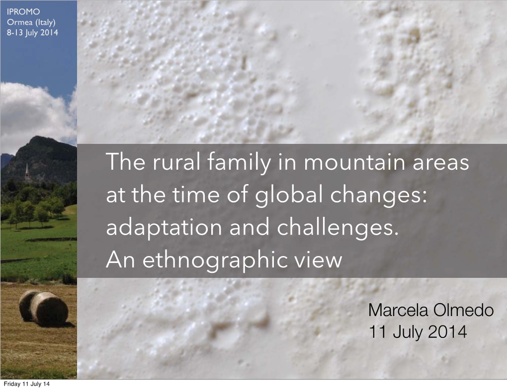 The Rural Family in Mountain Areas at the Time of Global Changes: Adaptation and Challenges. an Ethnographic View