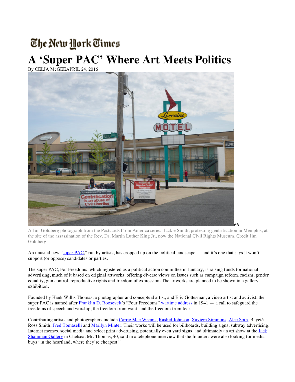 A 'Super PAC' Where Art Meets Politics