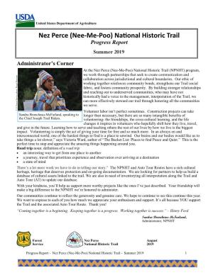 Nez Perce (Nee-Me-Poo) National Historic Trail Progress Report