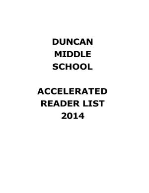 Duncan Middle School Accelerated Reader List 2014