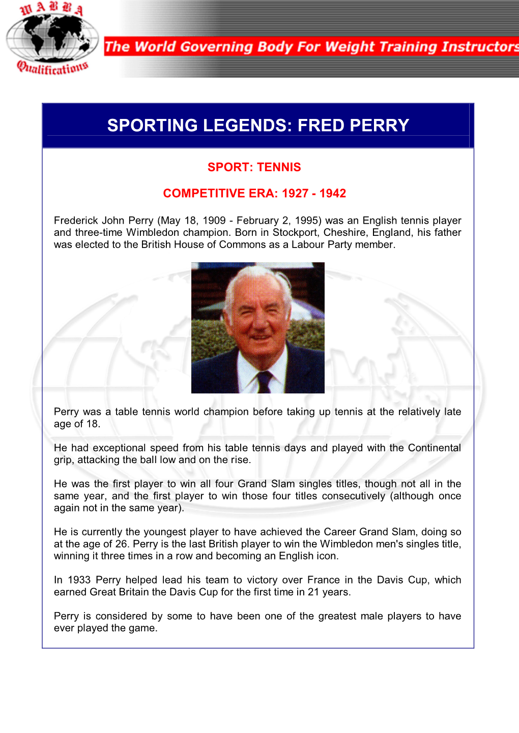 Sporting Legends: Fred Perry