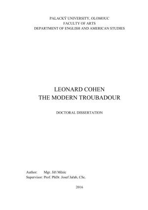 Leonard Cohen the Modern Troubadour