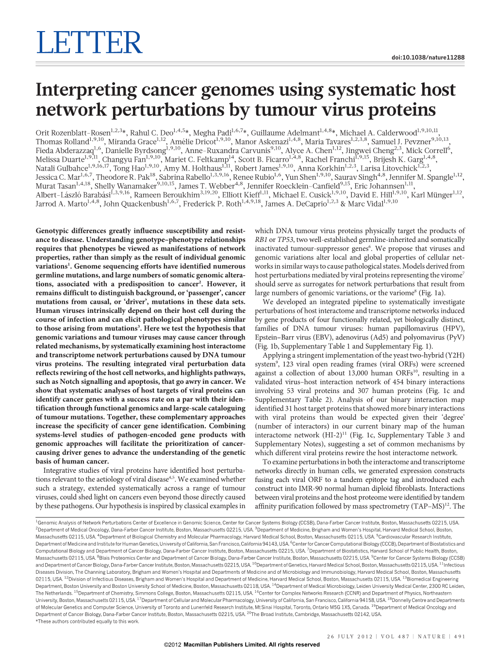 Interpreting Cancer Genomes Using Systematic Host Perturbations By