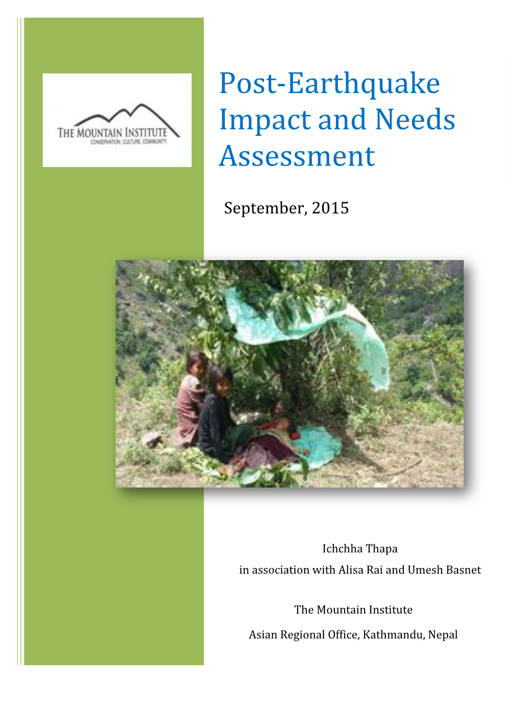 Post-Earthquake Impact and Needs Assessment